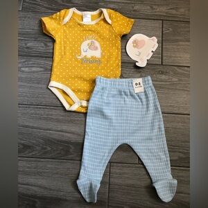 Little beginnings|Baby outfit,polka dot bodysuit with elephant & striped footsie